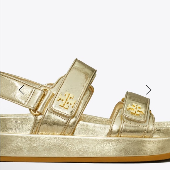 Tory Burch Shoes - tory burch kira sport Gold Strappy Sandals w/ chunky Sole like new condition.
